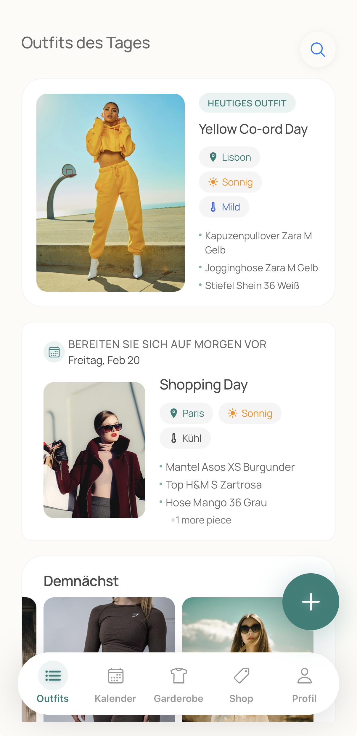 Outfint App Home Screen