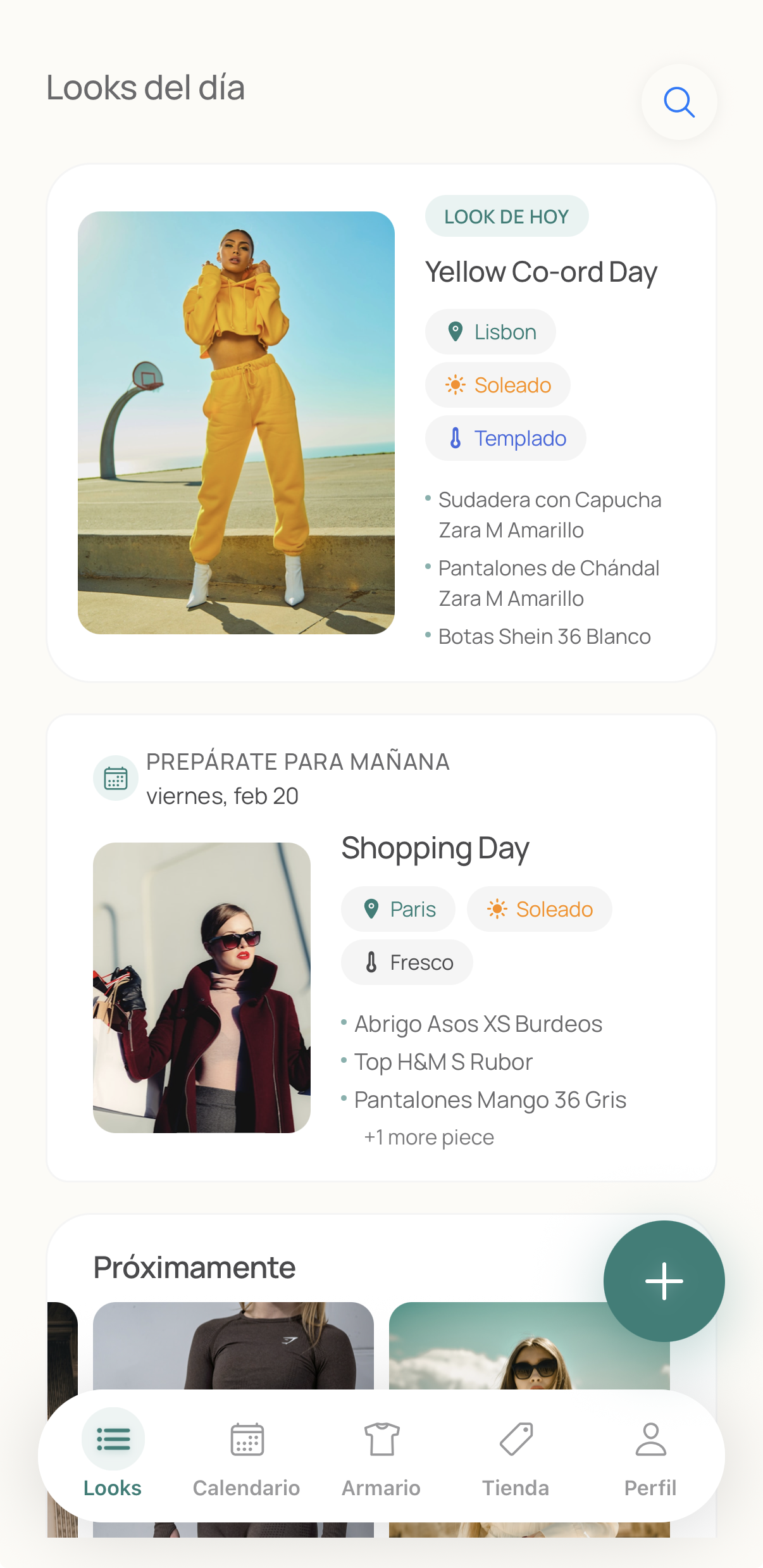 Outfint App Home Screen