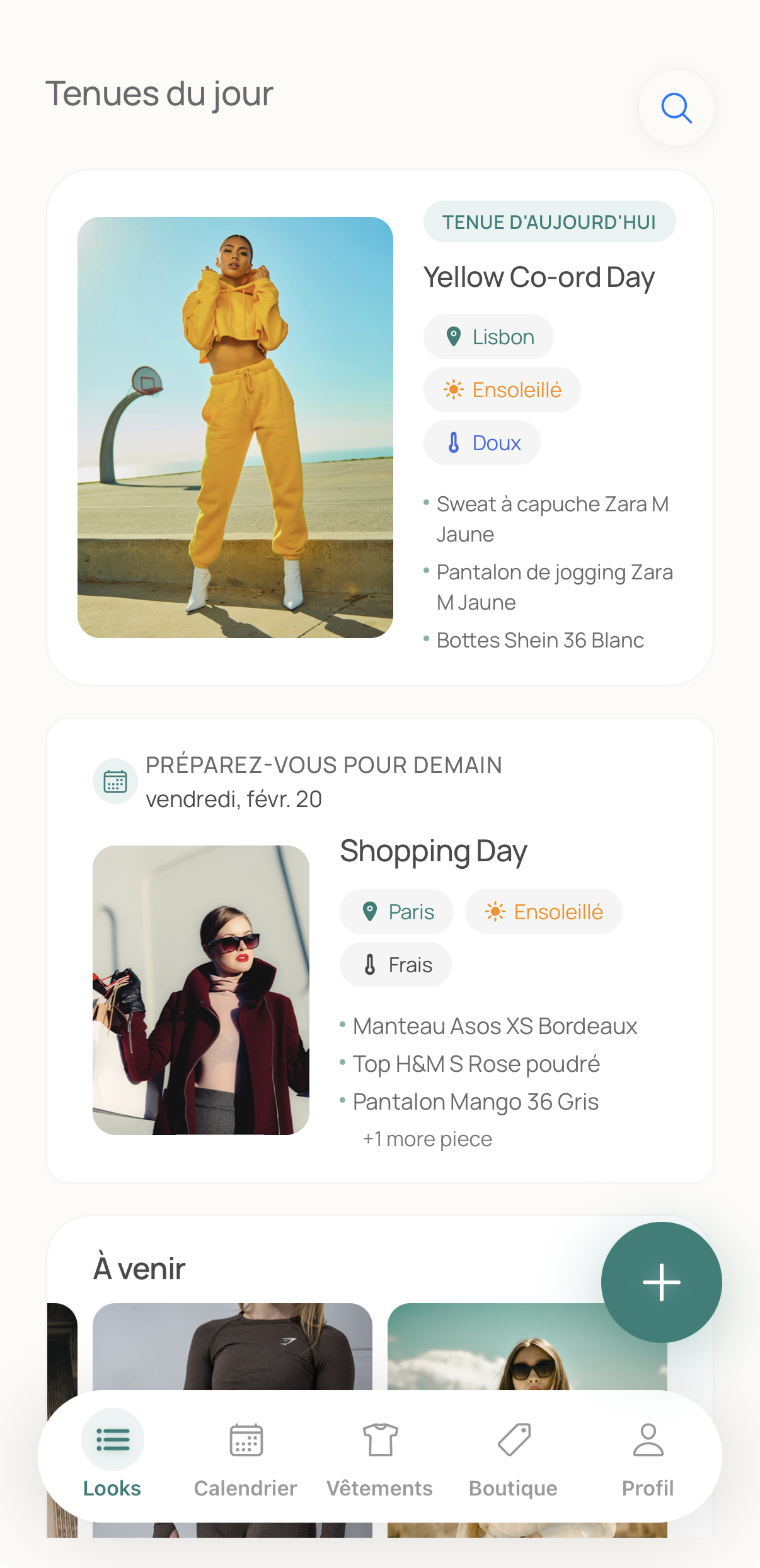 Outfint App Home Screen