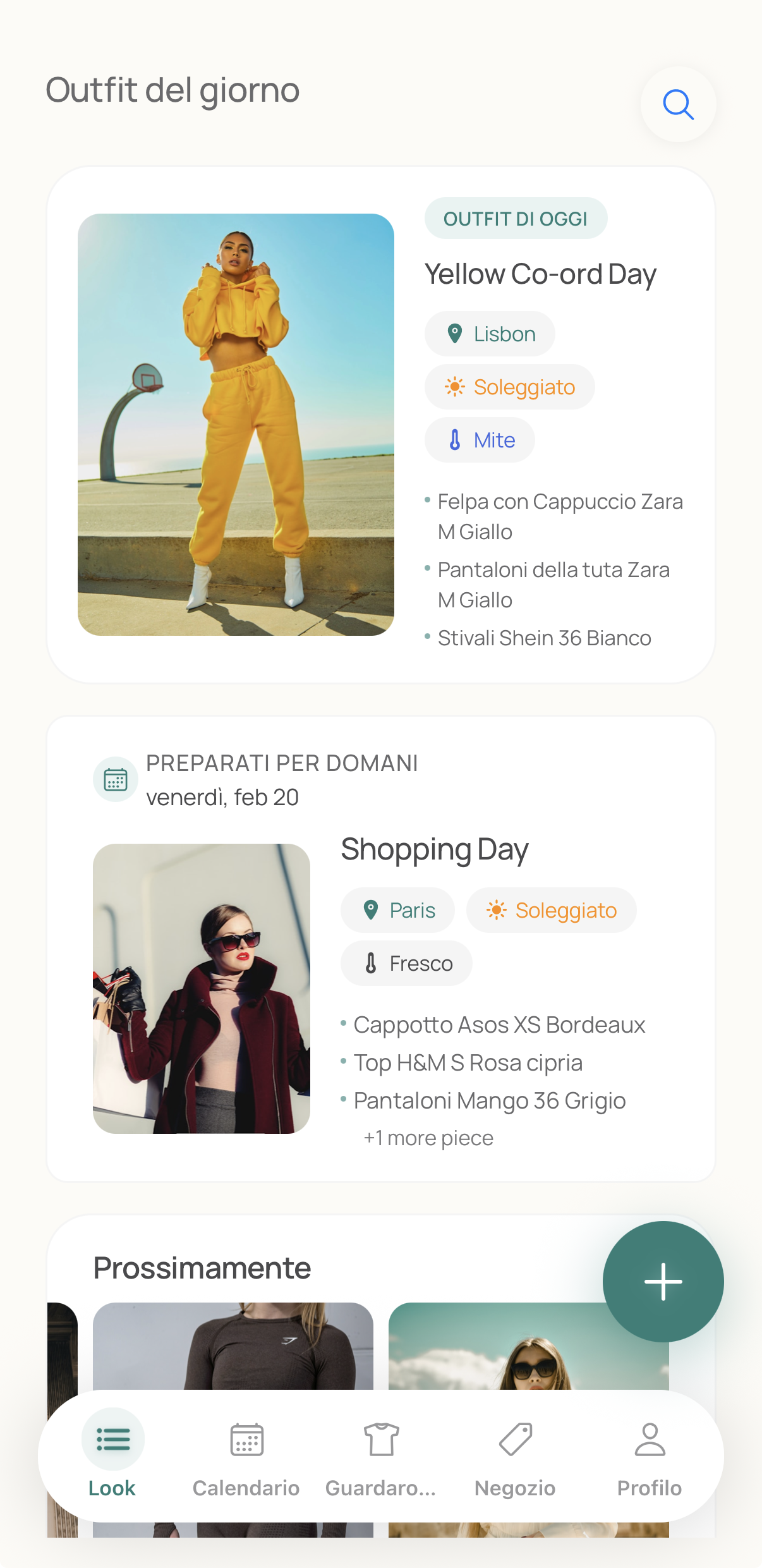 Outfint App Home Screen