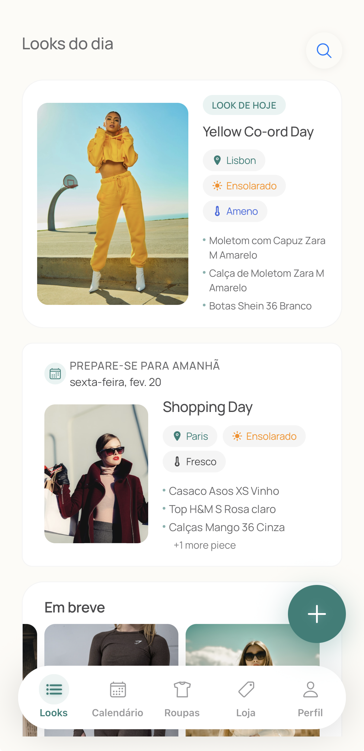 Outfint App Home Screen