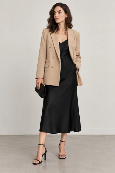 After Dark: an outfit styled with the camel blazer